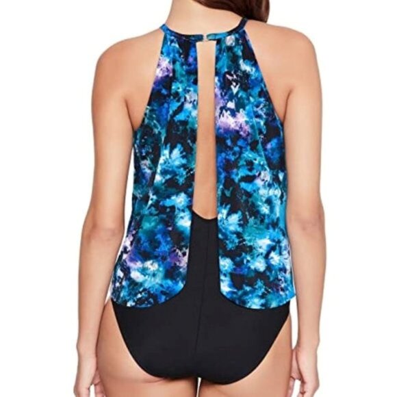 Magicsuit by Miraclesuit Aubrey Peaceout Swimsuit 1-PC Black Multi Size 14 NEW - Picture 2 of 9